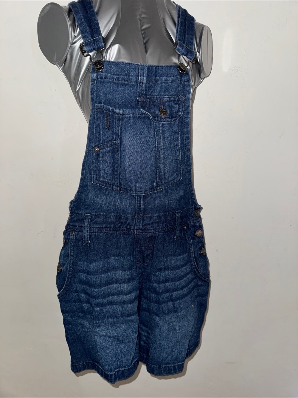 lei Dark Blue Denim Short Overalls Romper